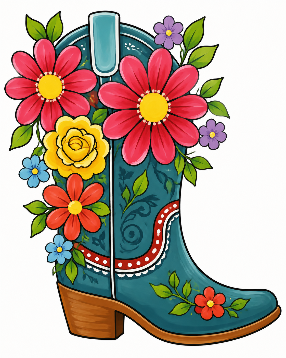 Floral Cowgirl Boot Paint Kit (8x10 canvas)